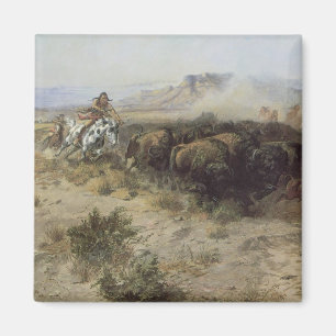 Buffalo Hunt No. 26 door CM Russell, Vintage India Magneet