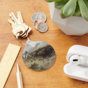 Buffalo Hunt No. 26 door CM Russell, Vintage India Sleutelhanger