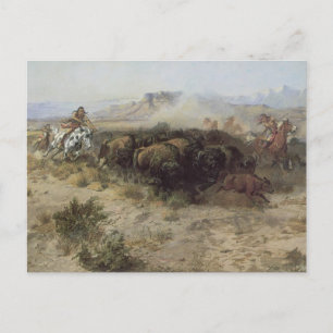Buffalo Hunt No. 26 van CM Russell,  Indiërs Briefkaart