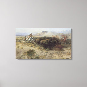 Buffalo Hunt No. 26 van CM Russell, Indiërs Canvas Afdruk
