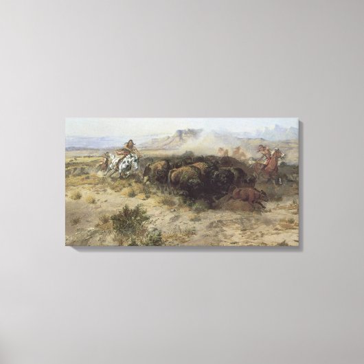 Buffalo Hunt No. 26 van CM Russell, Indiërs Canvas Afdruk (Voorkant)