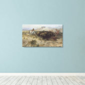 Buffalo Hunt No. 26 van CM Russell, Indiërs Canvas Afdruk (Insitu (Houten vloer))
