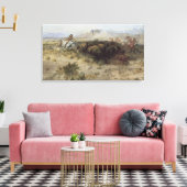 Buffalo Hunt No. 26 van CM Russell, Indiërs Canvas Afdruk (Insitu (Woonkamer))