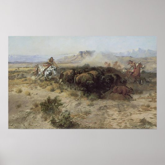 Buffalo Hunt No. 26 van CM Russell, Indiërs Poster (Voorkant)