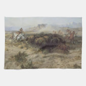 Buffalo Hunt No. 26 van CM Russell,  Indiërs Theedoek (Horizontaal)