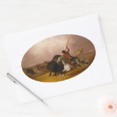 Buffalo Hunt op de zuidwestelijke vlakten - 1845 Ovale Sticker (Envelop)