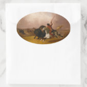 Buffalo Hunt op de zuidwestelijke vlakten - 1845 Ovale Sticker (Tas)