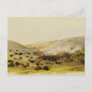 Buffalo Hunt, Surround, c.1832 Briefkaart
