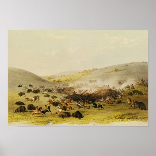 Buffalo Hunt, Surround, c.1832 Poster (Voorkant)
