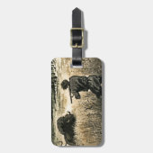 Buffalo Hunt Wild West Frontiersman Illustratie Bagagelabel (Voorkant verticaal)