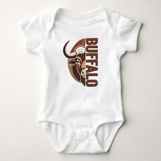 buffalo illustration with typo design romper
