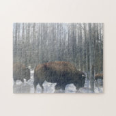 Buffalo in de sneeuw legpuzzel (Horizontaal)