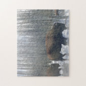 Buffalo in de sneeuw legpuzzel (Verticaal)