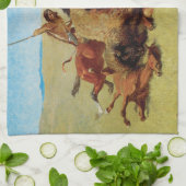 Buffalo Jacht van Remington, Vintage indiaan Theedoek (Gevouwen)