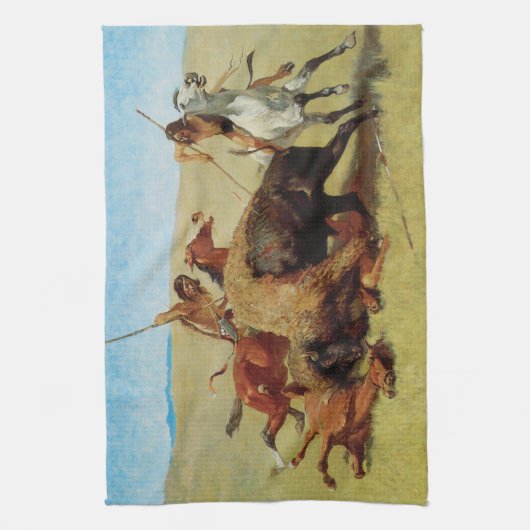 Buffalo Jacht van Remington, Vintage indiaan Theedoek (Verticaal)