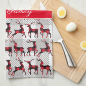 Buffalo-kalmerende rendieren op grijze buffelplaat theedoek (Quarter Fold)