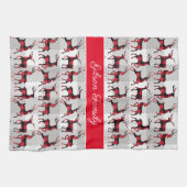 Buffalo-kalmerende rendieren op grijze buffelplaat theedoek (Horizontaal)