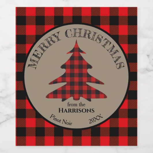 Buffalo kerstboom wijn etiket (Enkel label)