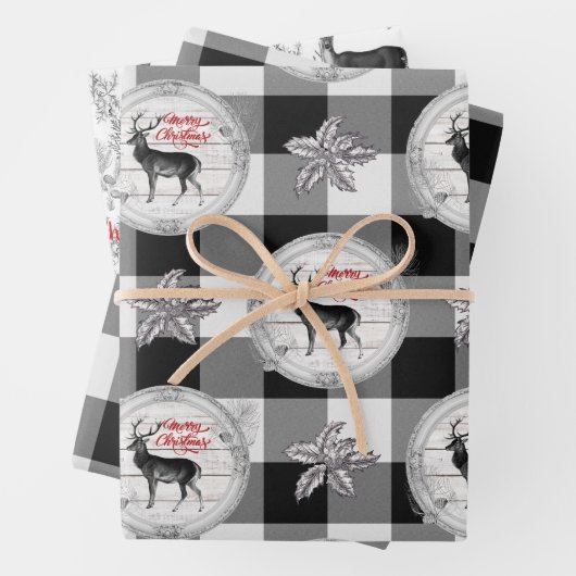 Buffalo kerstmis inpakpapier vel (In situ)