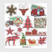Buffalo kerstwinterfeestelementen sticker (Vel)