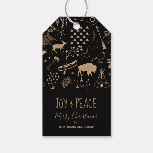 Buffalo Kraft Paper Joy & Peace ID599 Cadeaulabel (Voorkant)