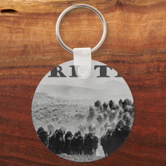 buffalo kudde dat toneelstuk sleutelhanger (Voorkant)