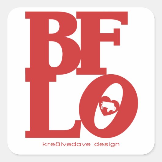 BUFFALO LIEFDE (rood) Vierkante Sticker (Voorkant)