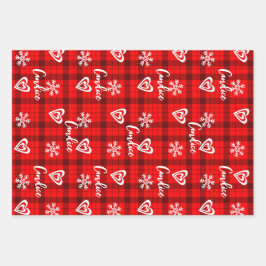 Buffalo Love Hearts Sneeuwvlokken gepersonaliseerd Inpakpapier Vel