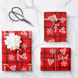 Buffalo Love Hearts Sneeuwvlokken gepersonaliseerd Inpakpapier Vel