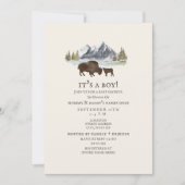 Buffalo Mama Mountain Waterverf Baby shower Kaart (Voorkant)