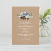 Buffalo Mama Mountains Waterverf Baby shower Kaart (Staand voorkant)