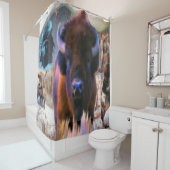 Buffalo Medicine Native American Shower Curtain Douchegordijn (In situ)