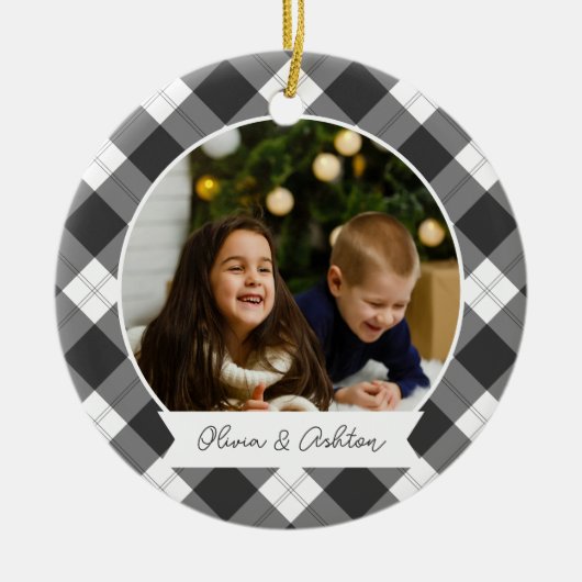 Buffalo met dubbelzijdige persoonlijke foto keramisch ornament (Voorkant)