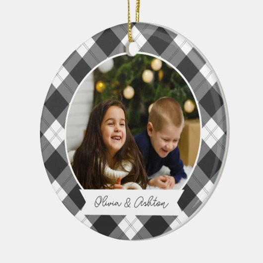 Buffalo met dubbelzijdige persoonlijke foto keramisch ornament (Links)