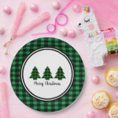 Buffalo met kerstbomen en rand papieren bordje (Feest)