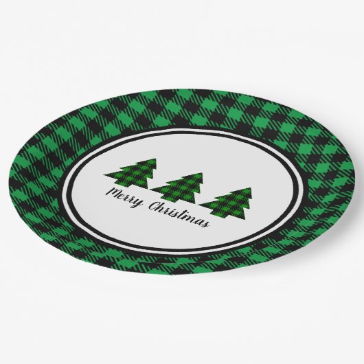 Buffalo met kerstbomen en rand papieren bordje (Gekanteld)