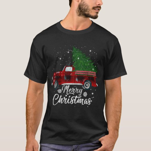 Buffalo met kerstboompjes Rood vrachtwagen  T-shirt (Voorkant)