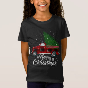 Buffalo met kerstboompjes Rood vrachtwagen T-shirt