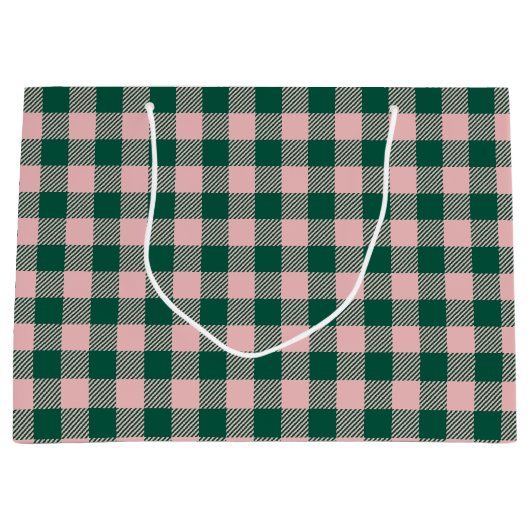 Buffalo met kerstfeestdag groen en roze groot cadeauzakje (Voorkant)