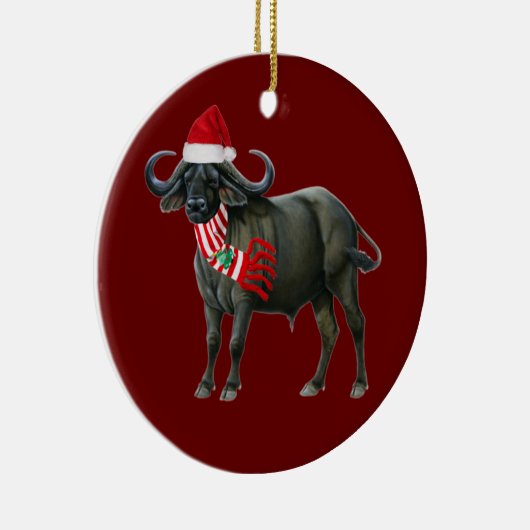 Buffalo met kerstmis met Pet Keramisch Ornament (Rechts)