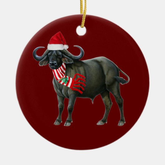 Buffalo met kerstmis met Pet Keramisch Ornament (Voorkant)
