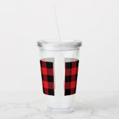 Buffalo met kerstrood en zwarte cheque acryl drinkbeker (Links)