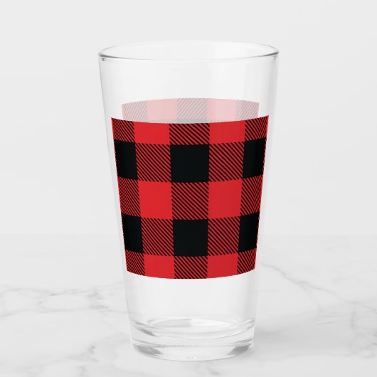 Buffalo met kerstrood en zwarte cheque glas (Voorkant)