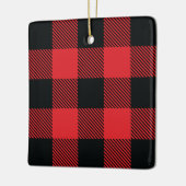 Buffalo met kerstrood en zwarte cheque keramisch ornament (Links)