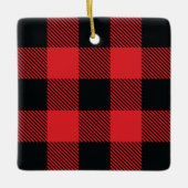 Buffalo met kerstrood en zwarte cheque keramisch ornament (Voorkant)