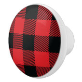 Buffalo met kerstrood en zwarte cheque keramische knop (Rechts)