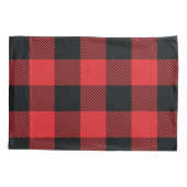 Buffalo met kerstrood en zwarte cheque kussensloop (Achterkant)