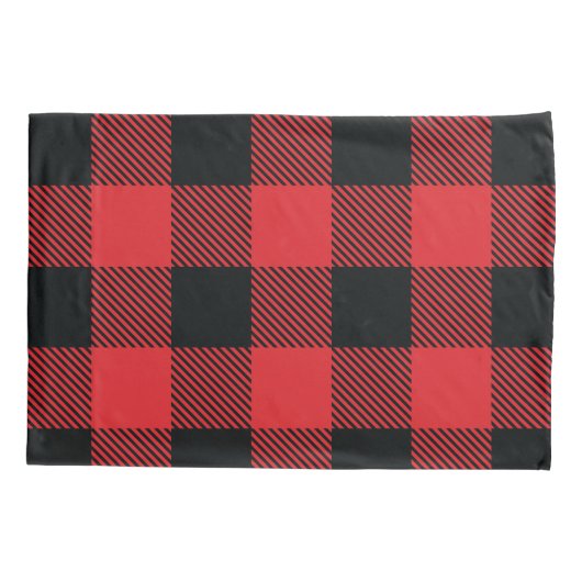 Buffalo met kerstrood en zwarte cheque kussensloop (Achterkant)