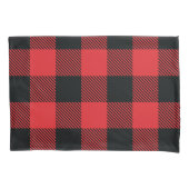 Buffalo met kerstrood en zwarte cheque kussensloop (Voorkant)