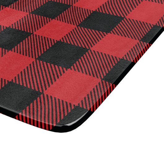 Buffalo met kerstrood en zwarte cheque snijplank (Hoek)